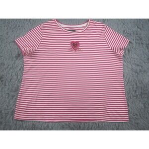 Be‎ Mine Heart Shirt Womens 3XL Pink White Stripe Sequin Valentines Plus
